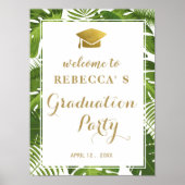 Graduparty welkomstteken | tropisch en goud poster (Voorkant)