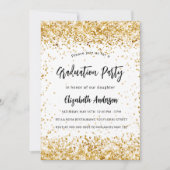 Graduparty white gold glitter glamoureus kaart (Voorkant)