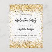Graduparty white gold glitter glamoureus uitnodiging briefkaart (Voorkant)