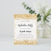 Graduparty white gold glitter glamoureus uitnodiging briefkaart (Staand voorkant)