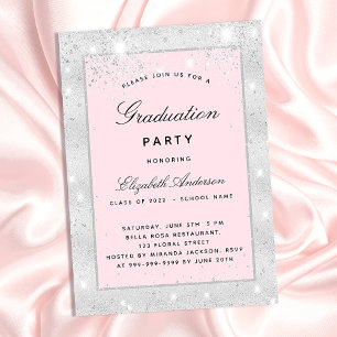 Graduparty zilverblush glitter elegant kaart