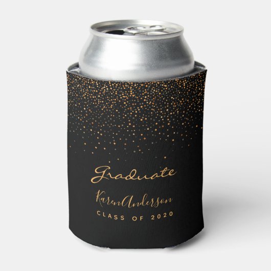 Graduparty zwart goud blikjeskoeler (Blikje Voorkant)