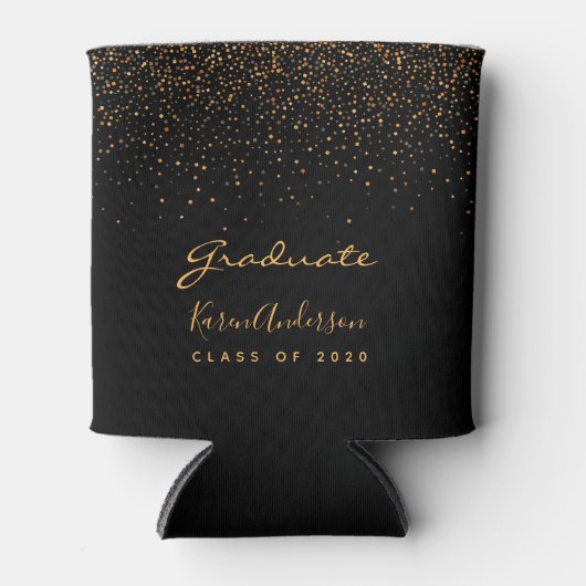 Graduparty zwart goud blikjeskoeler (Voorkant)