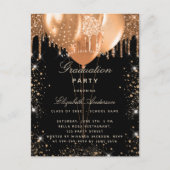 Graduparty zwarte goudballonnen aankondigingskaart (Voorkant)