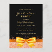 Graduparty zwarte goudboegboog-uitnodiging briefkaart (Voorkant)