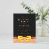 Graduparty zwarte goudboegboog-uitnodiging briefkaart (Staand voorkant)