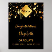 Graduparty zwarte gouden sterren afstuderen poster (Voorkant)