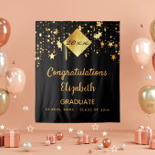 Graduparty zwarte gouden sterren afstuderen wandkleed