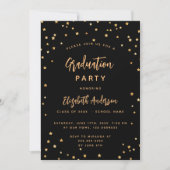 Graduparty zwarte gouden sterren kaart (Voorkant)