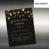 Graduparty zwarte gouden sterren luxe magnetische uitnodiging