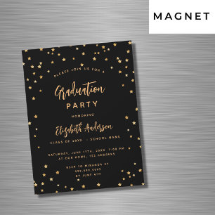 Graduparty zwarte gouden sterren luxe magnetische uitnodiging