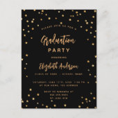 Graduparty zwarte gouden sterren uitnodiging briefkaart (Voorkant)