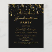 Graduparty zwarte goudprijsuitnodiging flyer (Voorkant)