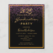 Graduparty zwarte goudprijsuitnodiging flyer (Voorkant)