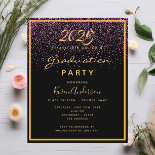 Graduparty zwarte goudprijsuitnodiging flyer