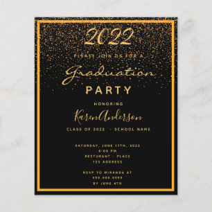 Graduparty zwarte goudprijsuitnodiging flyer