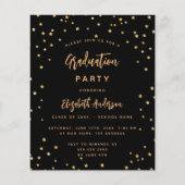 Graduparty zwarte goudster-uitnodiging (Voorkant)