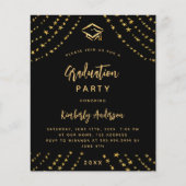 Graduparty zwarte goudster-uitnodiging flyer (Voorkant)