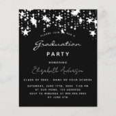 Graduparty zwarte witte begrotingsuitnodiging flyer (Voorkant)