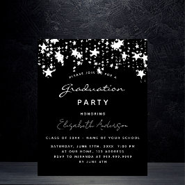 Graduparty zwarte witte begrotingsuitnodiging flyer