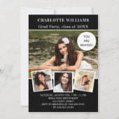 Graduparty zwarte witte fotocollage kaart (Voorkant)