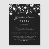 Graduparty zwarte witte sterren luxe magnetisch magnetische uitnodiging (Voorkant)