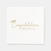 Graduplampje Gefeliciteerd Gold White Script Servet (Voorkant)