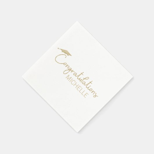 Graduplampje Gefeliciteerd Gold White Script Servet (Hoek)