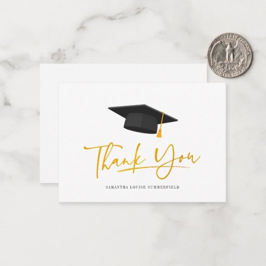 Gradupverpakking Gold Tassel Hartelijk dank Notitiekaartje (Voorkant / Achterkant in situ)