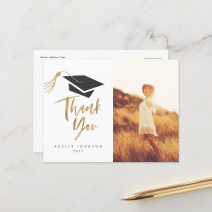 Gradupvoet en Tassel Gold Foil Foto Briefkaart
