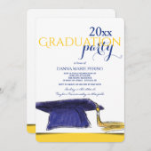 Gradupvoet Geel Back Uitnodiging (Voorkant / Achterkant)