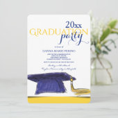 Gradupvoet Geel Back Uitnodiging (Staand voorkant)