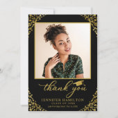 Gradupvoet Gold Foil op zwart bedankt Kaart (Voorkant)