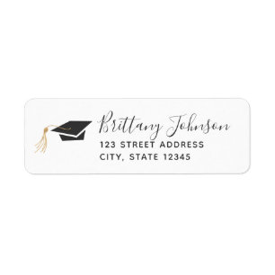 Gradupvoet Gold Foil Tassel Return Address Etiket
