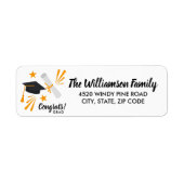 Gradupvoet Mortar Board Diploma Custom Address Etiket (Voorkant)