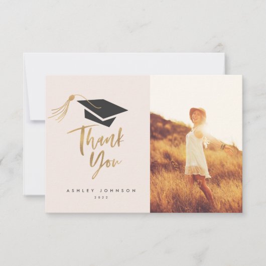 Gradupvoet Tassel Gold Foil Hartelijk dank Bedankkaart (Voorkant)