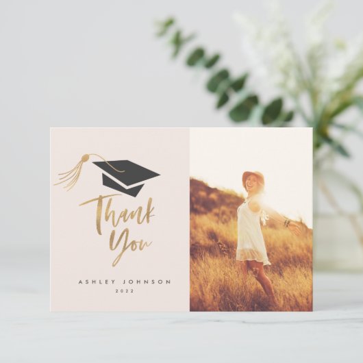 Gradupvoet Tassel Gold Foil Hartelijk dank Bedankkaart (Staand voorkant)