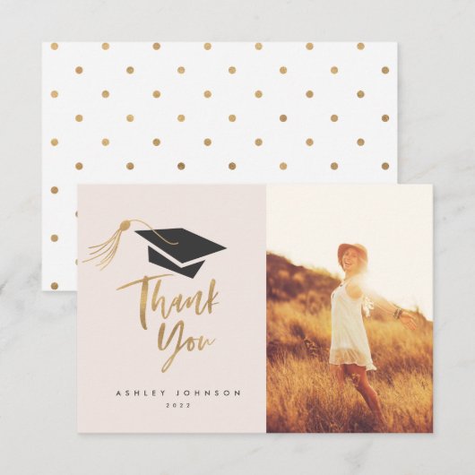 Gradupvoet Tassel Gold Foil Hartelijk dank Bedankkaart (Voorkant / Achterkant)