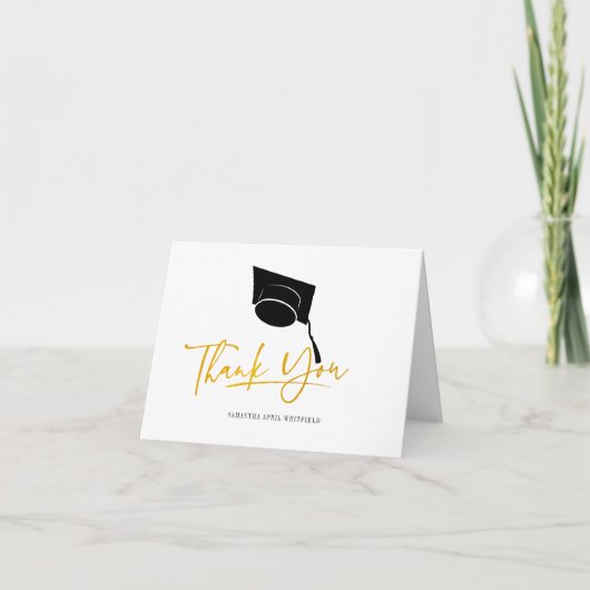 Gradupvoet Tassel Typografie Faux Gold Bedankkaart (Voorkant)