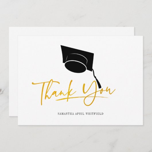 Gradupvoet Tassel Typografie Faux Gold Bedankkaart (Voorkant / Achterkant)