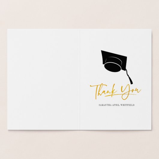 Gradupvoet Tassel Typografie Gold Bedankt Folie Kaarten (Binnen)