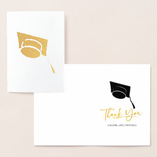 Gradupvoet Tassel Typografie Gold Bedankt Folie Kaarten