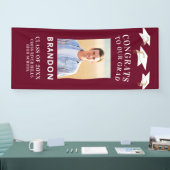 Gradupvoet Toss CONGRATS AFSTUDEERDER Foto maroon Spandoek (Beurs)