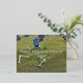 graf begraafplaats skelet Halloween grafsteen Folie Feestdagen Briefkaart (Staand Voorkant)