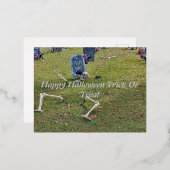graf begraafplaats skelet Halloween grafsteen Folie Feestdagen Briefkaart (Voorkant / Achterkant)