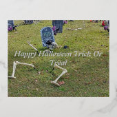 graf begraafplaats skelet Halloween grafsteen Folie Feestdagen Briefkaart (Voorkant)