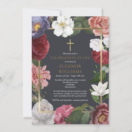 Graf Feestelijke Levensroos Bloemstuk Kaart (Voorkant)