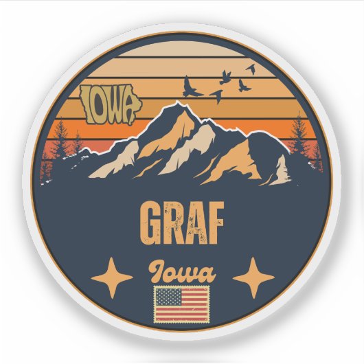 Graf, Iowa Ia, Verenigde Staten Sticker (Voorkant)
