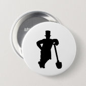 Graf met een schop ronde button 7,6 cm (Voorkant /achterkant)