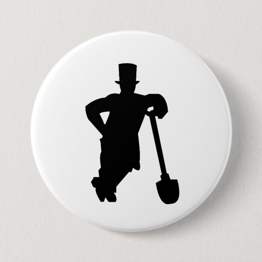 Graf met een schop ronde button 7,6 cm (Voorkant)